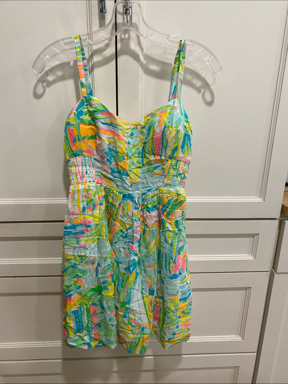 Kids Bright Multicolor Swim Dress – Neon Watercolor Print